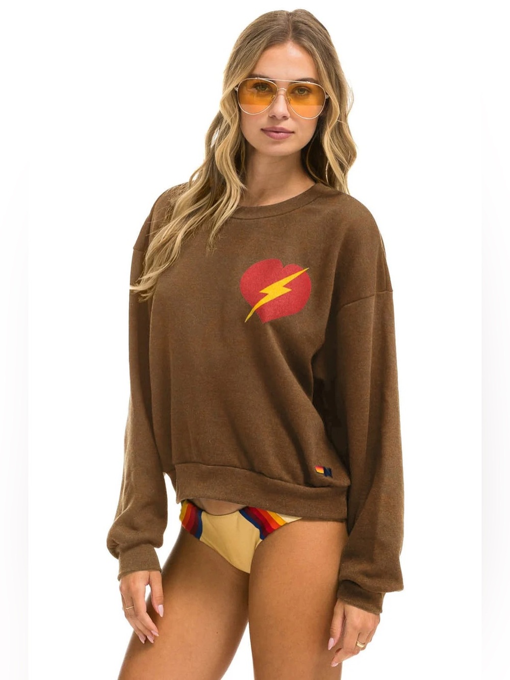 (SET) Aviator Nation Chocolate Bolt Heart Sweatshirt and Sweatpant Set